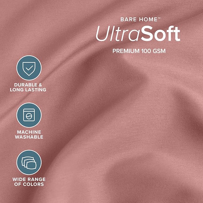 Bare Home Split Head Flex King Sheet Set - 1800 Ultra-Soft Microfiber Bed Sheets - Double Brushed - Deep Pockets - Easy Fit - 4 Piece Set - Bedding Sheets & Pillowcases (Dusty Rose)