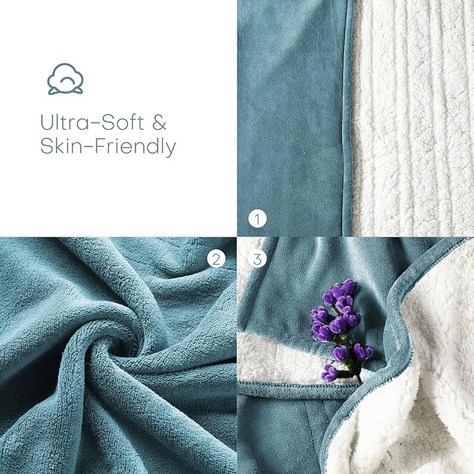 Electric Heated Blanket Queen Size 84"x90", Dual-Sided Coral Fleece & Sherpa Fabric, 4 Heat Settings & 10H Auto Off, Soft Warm for Home, Office, Bed, Couch, Machine Washable, Dual Control, Lake Green