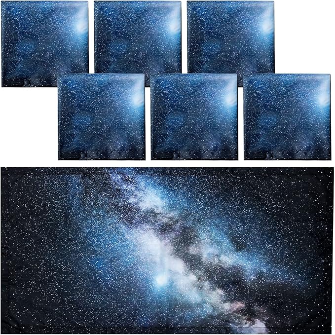 Hortsun 6 Pcs Fluorescent Light Covers - 4 x 2 Feet Magnetic Light Filters, Ceiling Lights Covers for Classroom Fluorescent Shade, Hospitals, School Office Cubicle Decor(Milky Way)
