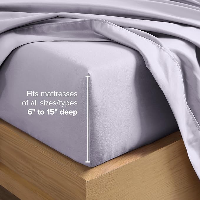 Bare Home Twin XL Sheet Set - 1800 Ultra-Soft Microfiber Twin Extra Long Bed Sheets - Double Brushed - Deep Pockets - Easy Fit - 3 Piece Set - Bedding Sheets & Pillowcases (Twin XL, Light Lavender)