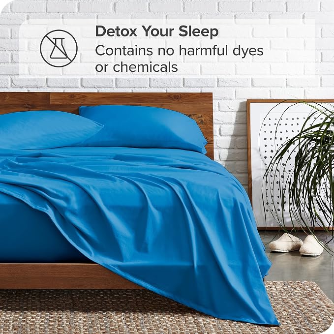 Bare Home Split King Sheet Set - 1800 Ultra-Soft Microfiber Bed Sheets - Double Brushed - Deep Pockets - Easy Fit - 5 Piece Set - Bedding Sheets & Pillowcases (Split King, Medium Blue)