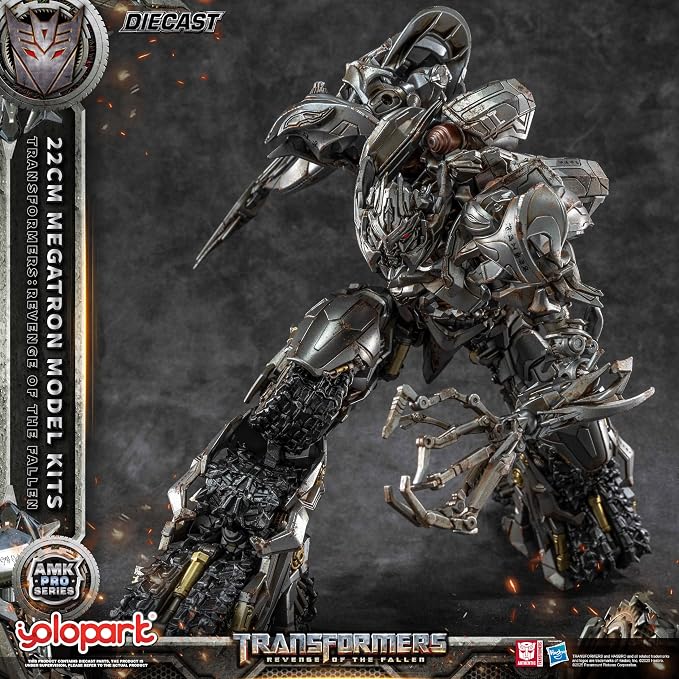 YOLOPARK Megatron Transformers Toys Revenge of the Fallen Action Figure - Diecast Version,AMK PRO Series 8.66 Inch Highly Articulated Transformers Model Kit for Ages 15 and Up,No Converting