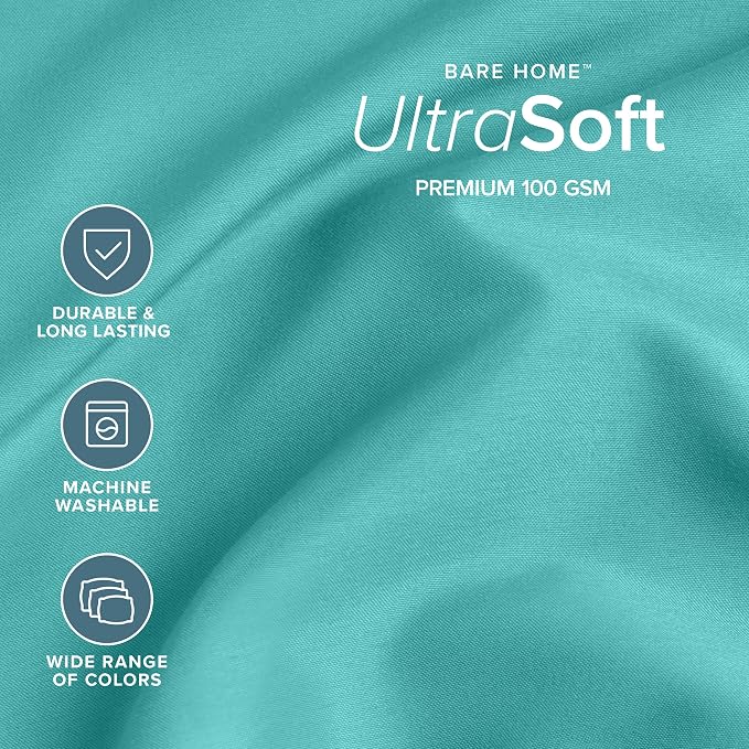 Bare Home Twin XL Sheet Set - 1800 Ultra-Soft Microfiber Twin Extra Long Bed Sheets - Double Brushed - Deep Pockets - Easy Fit - 3 Piece Set - Bedding Sheets & Pillowcases (Twin XL, Turquoise)