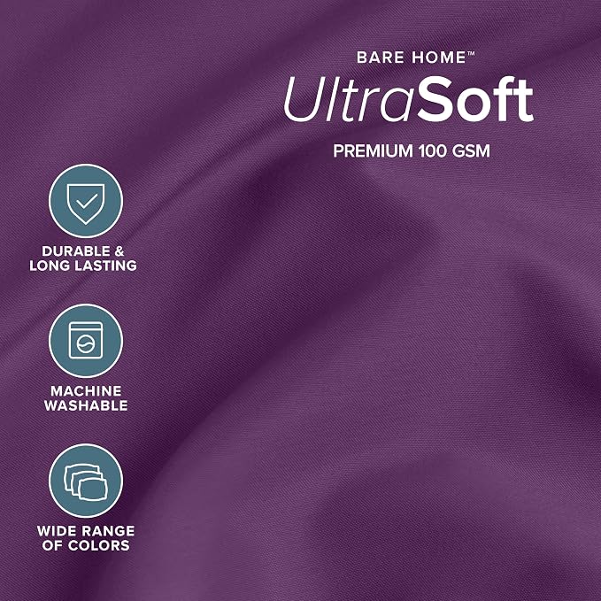 Bare Home Full Sheet Set - Luxury 1800 Ultra-Soft Microfiber - Double Brushed - Deep Pockets - Easy Fit - 4 Piece Set - Bedding Sheets & Pillowcases (Full, Plum)