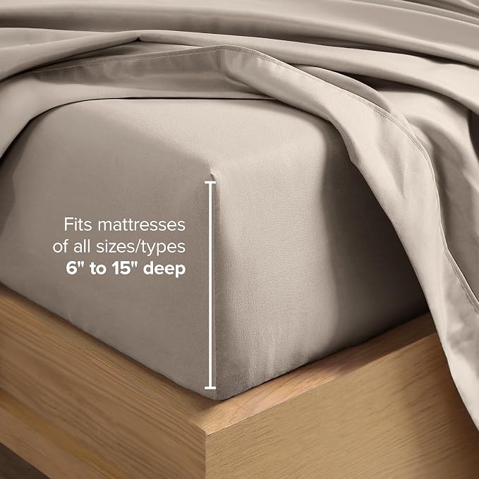 Bare Home California King Sheet Set - 1800 Ultra-Soft Microfiber Cal King Bed Sheets - Double Brushed - Deep Pockets - Easy Fit - 4 Piece Set - Bed Sheets (California King, Khaki)