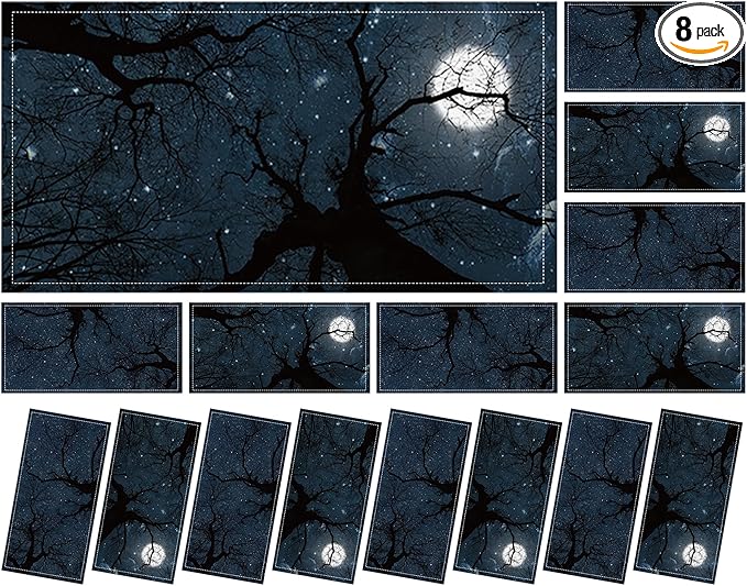 8 Pcs Fluorescent Light Covers with 80 Magnets Decorative for Classroom Ceiling Lights 4 x 2 Feet Magnetic Light Cover Filter Easy Install for Office Hospitals Drop Home Ceiling Supplies (Dark Forest)