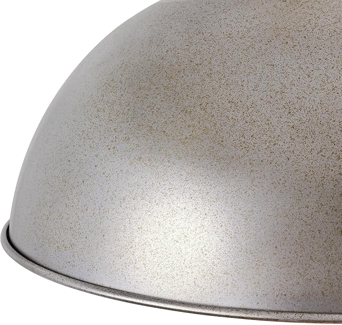 LamQee 13 Inch Antique Silver Metal Pendant Light Kitchen Island, Farmhouse Modern Dome Pendant Light Fixtures Ceiling Hanging Lighting Chandelier for Dining Room Over Table, Bar, Hallway, Entryway