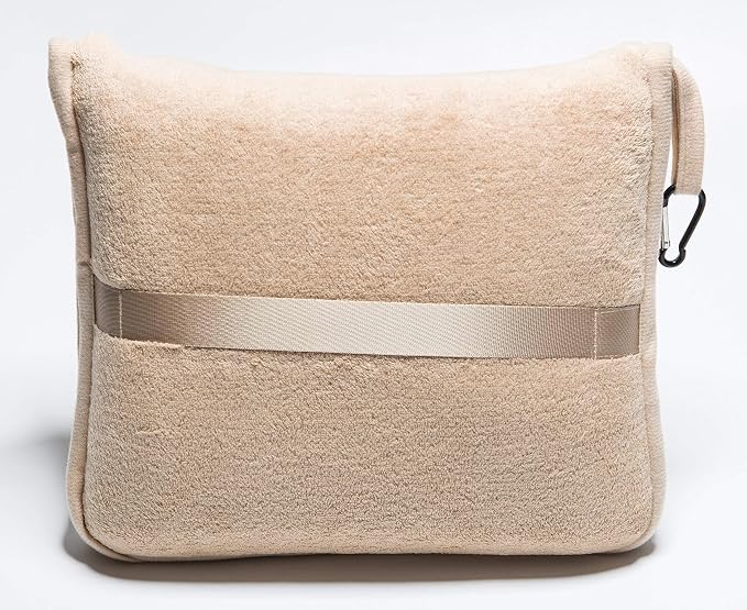 BlueHills Premium Soft 2-Pack Travel Blanket Pillows Airplane Large Plane Flight Throw Travel Blankets for Two in a Bag Compact Traveling Essentials Warm Travel Gifts Long Beige T205