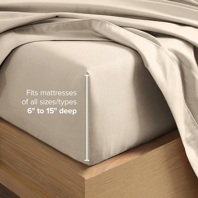 Bare Home Full Sheet Set - 1800 Ultra-Soft Microfiber Full Bed Sheets - Double Brushed - Deep Pockets - Easy Fit - 4 Piece Set - Bedding Sheets & Pillowcases (Full, Sand)