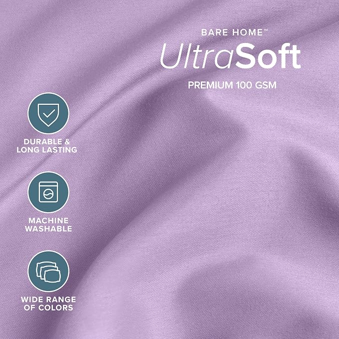 Bare Home Full XL Sheet Set - 1800 Ultra-Soft Microfiber Full Extra Long Bed Sheets - Double Brushed - Deep Pockets - Easy Fit - 4 Piece Set - Bedding Sheets & Pillowcases (Full XL, Lavender)