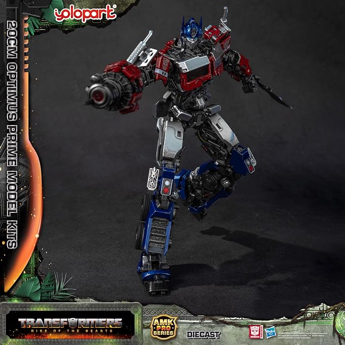 YOLOPARK Optimus Prime Transformers Rise of The Beasts Action Figure with Upgraded Weaponry- Diecast Version,7.87 Inch Highly Articulated Transformer Toys for Ages 15 and Up,No Converting