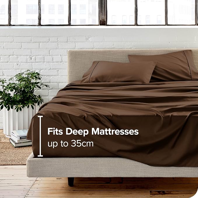 Bare Home King Sheet Set - 1800 Ultra-Soft Microfiber King Bed Sheets - Double Brushed - Deep Pockets - Easy Fit - 4 Piece Set - Bedding Sheets & Pillowcases (King, Cocoa)
