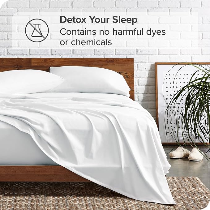 Bare Home Split Head Flex King Sheet Set - 1800 Ultra-Soft Microfiber Bed Sheets - Double Brushed - Deep Pockets - Easy Fit - 4 Piece Set - Bedding Sheets & Pillowcases (White)