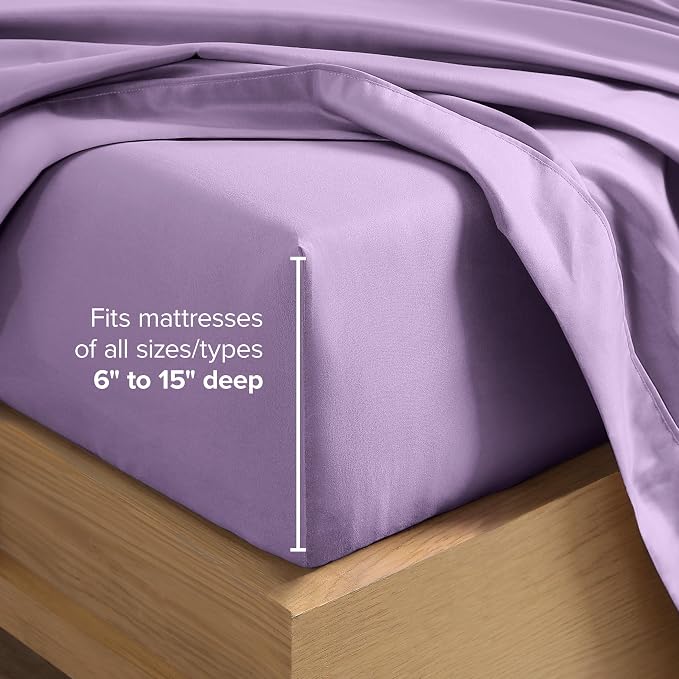 Bare Home Full Sheet Set - 1800 Ultra-Soft Microfiber Full Bed Sheets - Double Brushed - Deep Pockets - Easy Fit - 4 Piece Set - Bedding Sheets & Pillowcases (Full, Lavender)