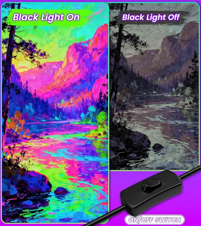 2 Pack 42W LED Black Light Bar, Blacklight with 6FT Cord+Switch+Plug, Glow in The Dark Black Lights Party Supplies,Halloween Lighting Decorations, Fluorescent Poster, Body Paint, Classroom
