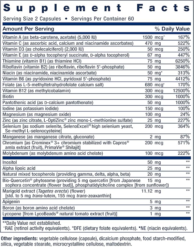 Life Extension Multivitamine Deux-Par-Jour, Vitamines B, C, D, zinc, Riche en plus de 25 vitamines, minéraux et extraits, Pour deux mois, Sans OGM, Sans gluten, 120 gélules