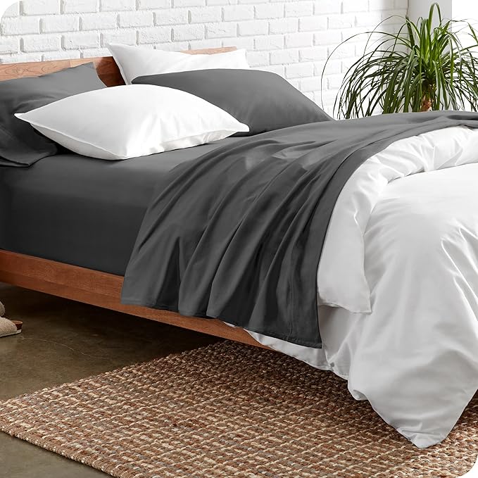 Bare Home Split California King Sheet Set - 1800 Ultra-Soft Microfiber Bed Sheets - Double Brushed - Deep Pockets - Easy Fit - 5 Piece Set - Bed Sheets (Split Cal King, Grey)