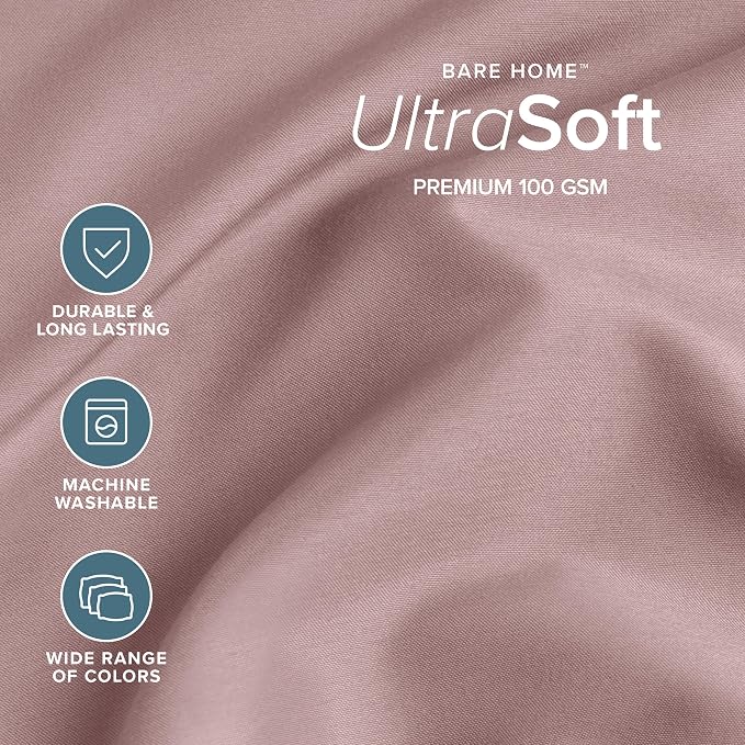 Bare Home Full XL Sheet Set - 1800 Ultra-Soft Microfiber Full Extra Long Bed Sheets - Double Brushed - Deep Pockets - Easy Fit - 4 Piece Set - Bedding Sheets & Pillowcases (Full XL, Mauve)
