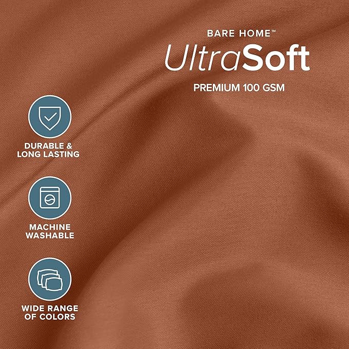 Bare Home Twin XL Sheet Set - 1800 Ultra-Soft Microfiber Twin Extra Long Bed Sheets - Double Brushed - Deep Pockets - Easy Fit - 3 Piece Set - Bedding Sheets & Pillowcases (Twin XL, Terracotta)