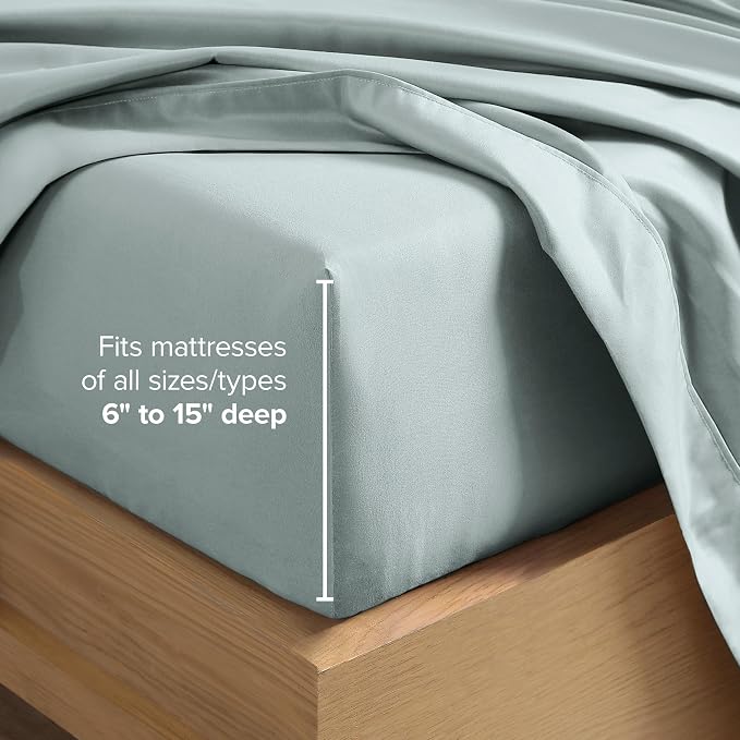 Bare Home King Sheet Set - 1800 Ultra-Soft Microfiber King Bed Sheets - Double Brushed - Deep Pockets - Easy Fit - 4 Piece Set - Bedding Sheets & Pillowcases (King, Sea Spray)