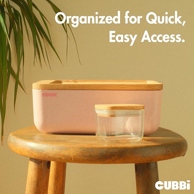 Cubbi - Airtight Box with Tray - Silicone Seals - 100% Air-Tight Storage Box with Accessories – Pink