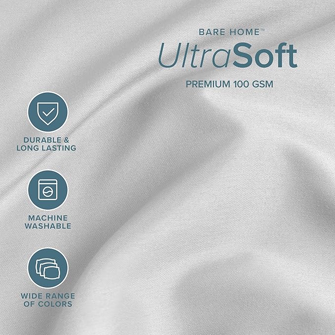 Bare Home Twin XL Sheet Set - 1800 Ultra-Soft Microfiber Twin Extra Long Bed Sheets - Double Brushed - Deep Pockets - Easy Fit - 3 Piece Set - Bedding Sheets & Pillowcases (Twin XL, Cloud Grey)