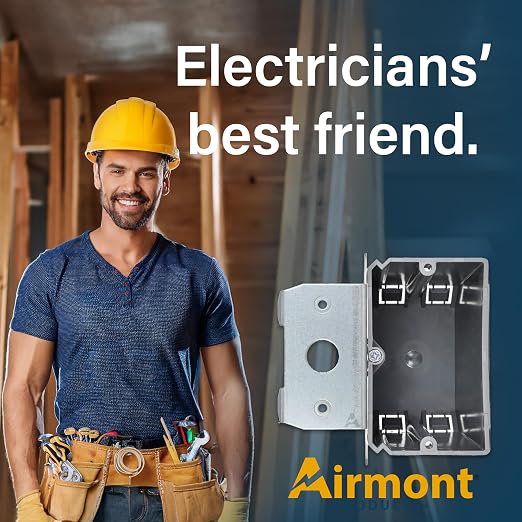 (4 Pack) Adjustable 1-Gang Electrical Box for New Construction – Heavy-Duty Grey PVC Switch & Outlet Box with Metal Bracket, ETL Listed Junction Box for Switches, Outlets & Wiring Projects