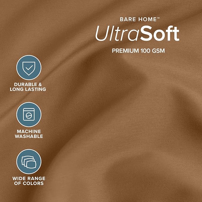 Bare Home Twin Sheet Set - 1800 Ultra-Soft Microfiber Twin Bed Sheets - Double Brushed - Deep Pockets - Easy Fit - 3 Piece Set - Bedding Sheets & Pillowcases (Twin, Caramel)