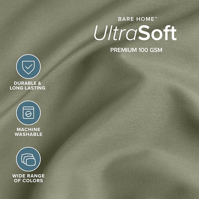 Bare Home Full XL Sheet Set - 1800 Ultra-Soft Microfiber Full Extra Long Bed Sheets - Double Brushed - Deep Pockets - Easy Fit - 4 Piece Set - Bedding Sheets & Pillowcases (Full XL, Sage)