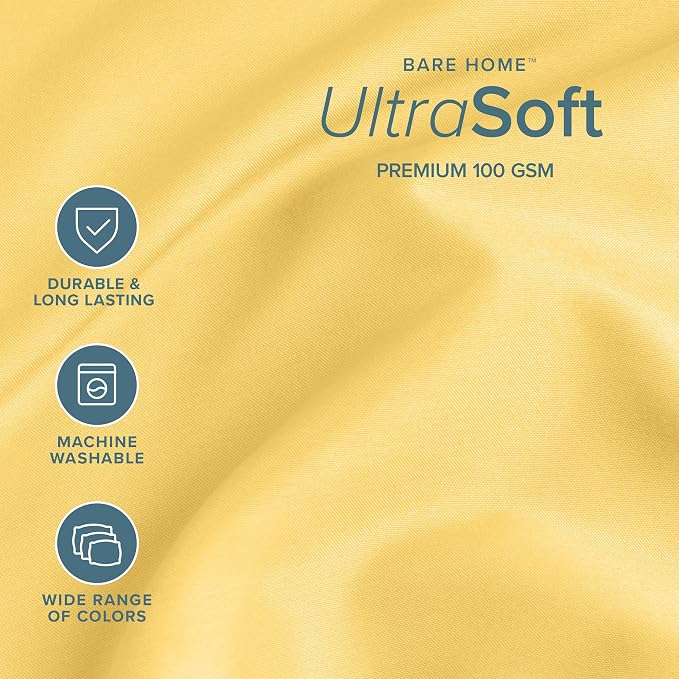 Bare Home King Sheet Set - 1800 Ultra-Soft Microfiber King Bed Sheets - Double Brushed - Deep Pockets - Easy Fit - 4 Piece Set - Bedding Sheets & Pillowcases (King, Lemon Drop)