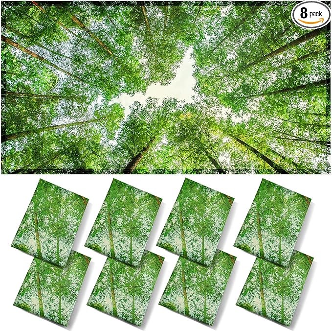 ANGSYLTH 8 Pcs Fluorescent Light Covers - 4 x 2 Feet Covers for Ceiling Lights, 8 x 10 Magnetic Light Filters for Classroom, Office, Hospitals (Spring & Forest)