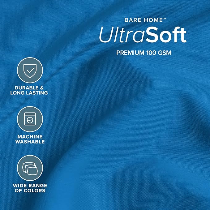 Bare Home Twin XL Sheet Set - 1800 Ultra-Soft Microfiber Twin Extra Long Bed Sheets - Double Brushed - Deep Pockets - Easy Fit - 3 Piece Set - Bedding Sheets & Pillowcases (Twin XL, Medium Blue)
