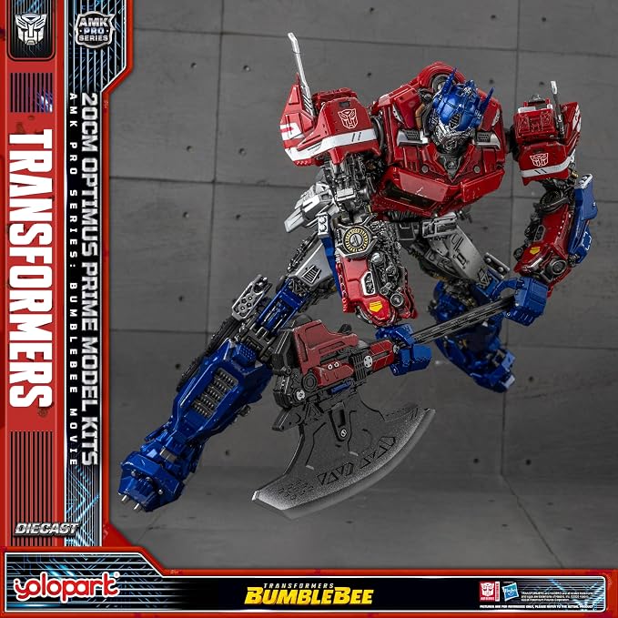YOLOPARK Transformers: Bumblebee Optimus Prime Action Figure with Dual Modes - Cybertron & Earth,AMK PRO Series 7.87 Inch Highly Articulated Transformer Toys for Ages 15 and Up,No Converting Model Kit