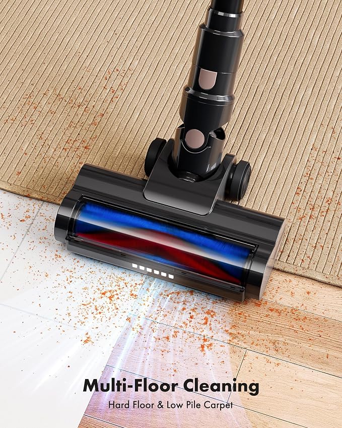 Trucozie Cordless Vacuum Cleaner, 8-in-1 Lightweight Stick Vacuum with 45mins Runtime, Powerful Suction, Vacuum Cleaners for Home, Hardwood Floors, Carpet, Pet Hair, Black
