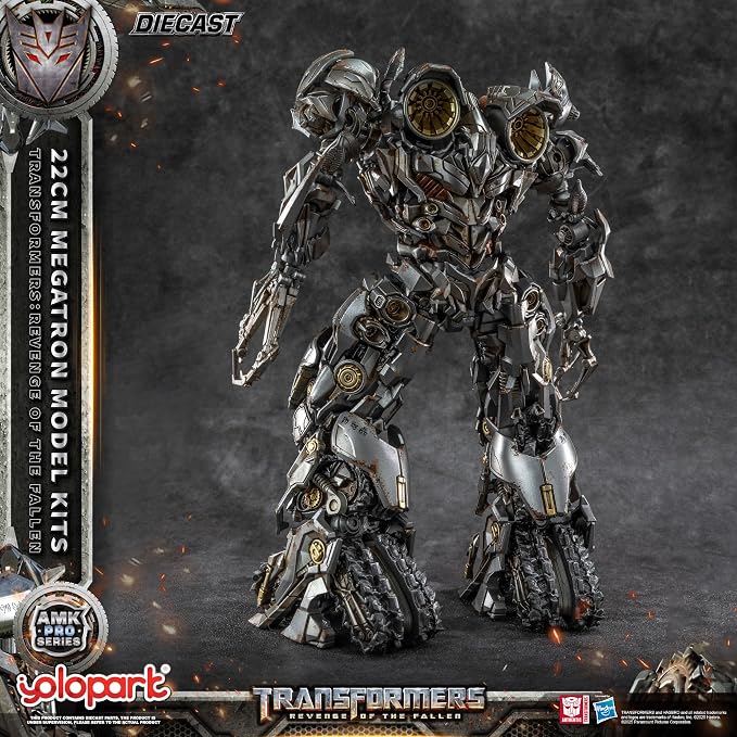 YOLOPARK Megatron Transformers Toys Revenge of the Fallen Action Figure - Diecast Version,AMK PRO Series 8.66 Inch Highly Articulated Transformers Model Kit for Ages 15 and Up,No Converting