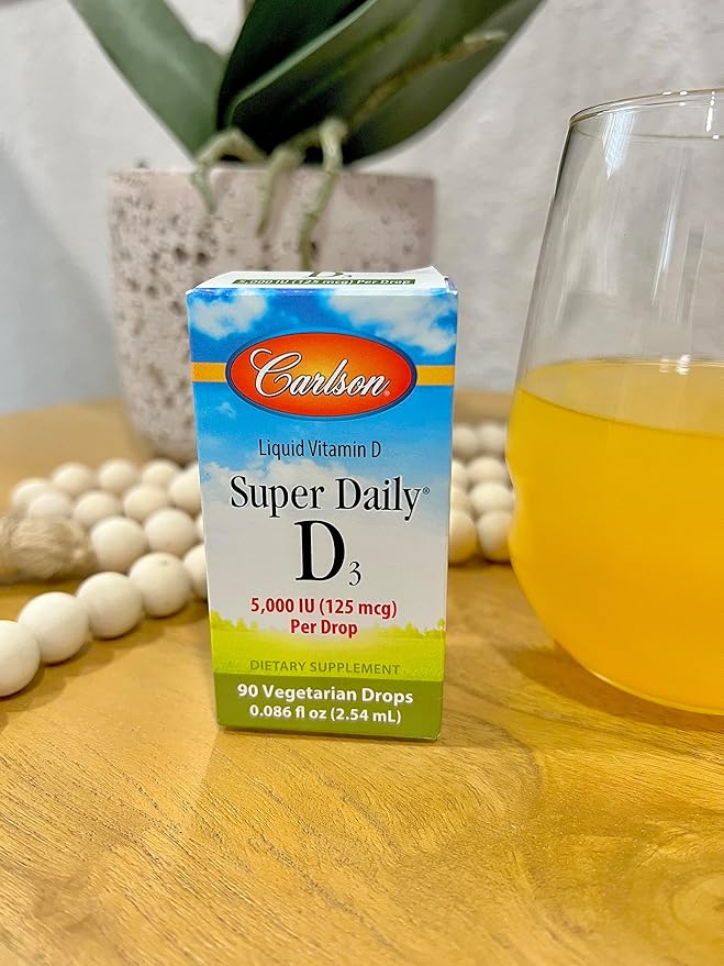 Carlson - スーパーデイリーD3 5,000 IU (125 mcg) 1滴あたり、ビタミンDドロップ、免疫サポート、心臓の健康、液体ビタミンD3、無香料、90滴