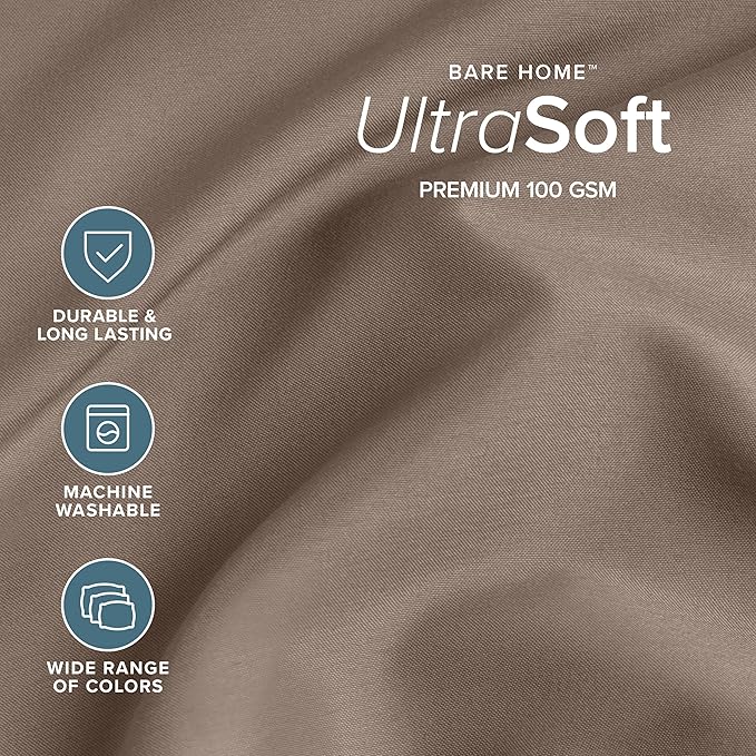 Bare Home Twin Sheet Set - 1800 Ultra-Soft Microfiber Twin Bed Sheets - Double Brushed - Deep Pockets - Easy Fit - 3 Piece Set - Bedding Sheets & Pillowcases (Twin, Taupe)