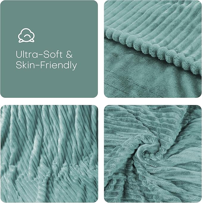Electric Heated Blanket Twin Size 62"x84" with Cozy Flannel, 9 Heat Settings & 1-10 Hours Auto Off, Soft & Cozy Warming Throw for Home, Office, or Bed, Machine Washable, Bean Green