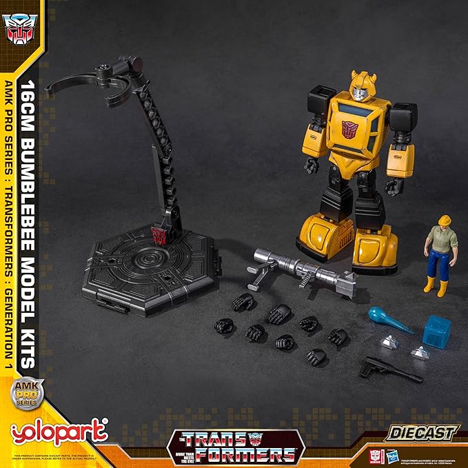 YOLOPARK Transformers G1 Bumblebee Action Figure-Diecast Version,AMK PRO Series 6.3 Inch Highly Articulated Transformer Toys for Ages 15 and Up,Non-Converting Bumblebee Model Kit