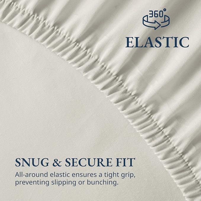 LANE LINEN King Fitted Sheet, 100% Organic Cotton, 3-Piece Set (1 Fitted Sheet,2 Pillowcases), Percale Weave, Ultra Soft, Breathable,Fits Mattress Upto 15" Deep - Glacier Grey (No Flat Sheet)