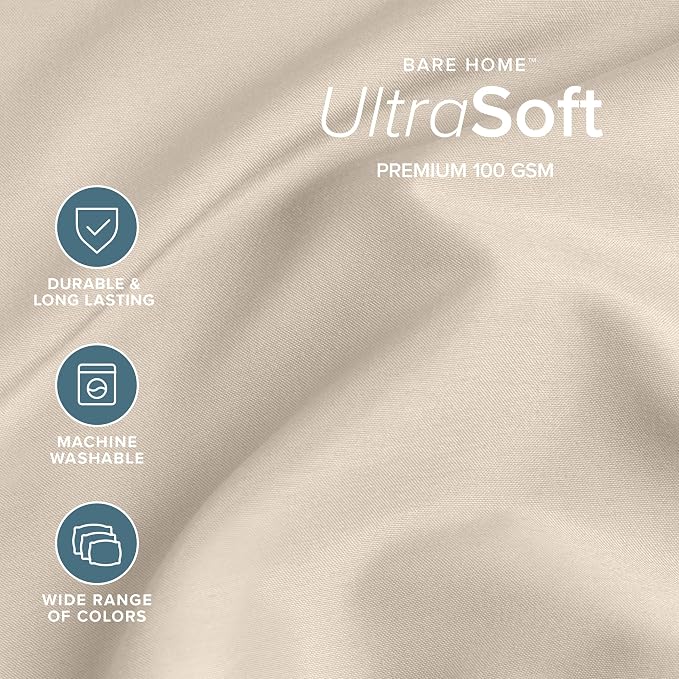 Bare Home Full Sheet Set - 1800 Ultra-Soft Microfiber Full Bed Sheets - Double Brushed - Deep Pockets - Easy Fit - 4 Piece Set - Bedding Sheets & Pillowcases (Full, Sand)