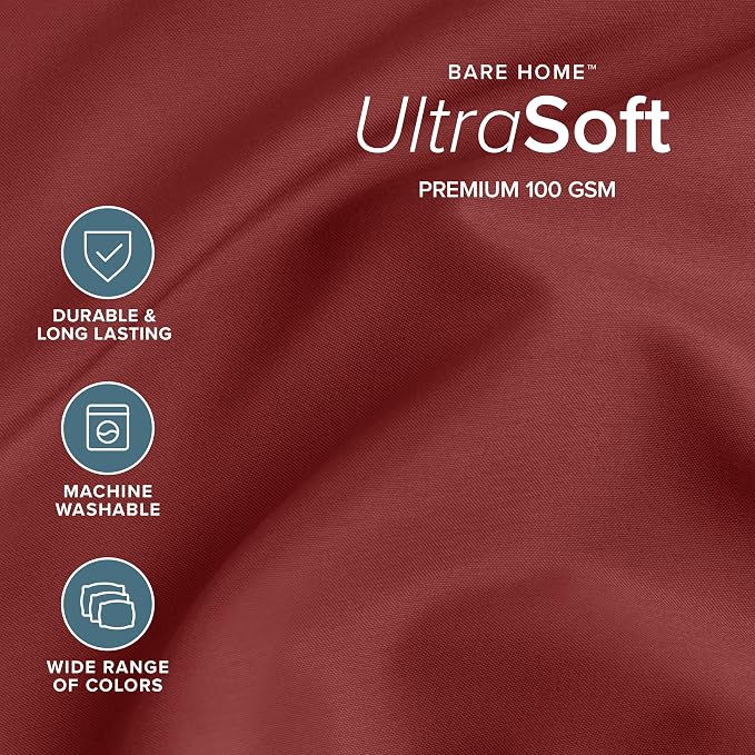 Bare Home California King Sheet Set - 1800 Ultra-Soft Microfiber Cal King Bed Sheets - Double Brushed - Deep Pockets - Easy Fit - 4 Piece Set - Bed Sheets (California King, Rosewood)