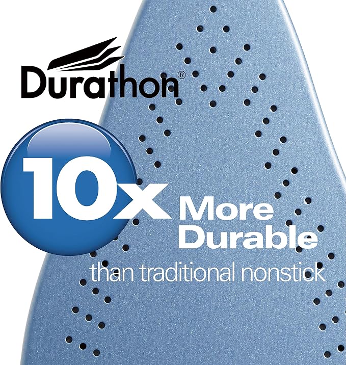Hamilton Beach Steam Iron & Vertical Steamer for Clothes with Scratch-Resistant Durathon Soleplate, 8' Retractable Cord, 3-Way Auto Shutoff, Anti-Drip, 1500 Watts, Blue