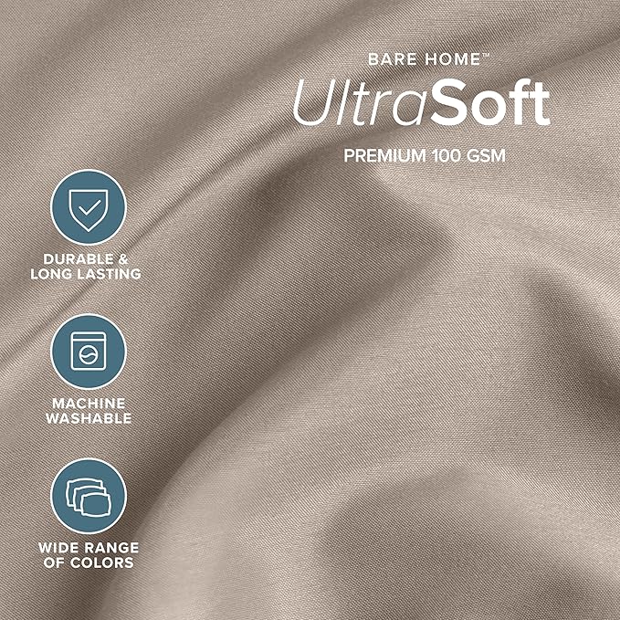 Bare Home King Sheet Set - 1800 Ultra-Soft Microfiber King Bed Sheets - Double Brushed - Deep Pockets - Easy Fit - 4 Piece Set - Bedding Sheets & Pillowcases (King, Khaki)