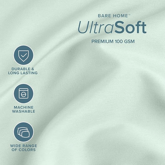 Bare Home Queen Sheet Set - 1800 Ultra-Soft Microfiber Queen Bed Sheets - Double Brushed - Deep Pockets - Easy Fit - 4 Piece Set - Bedding Sheets & Pillowcases (Queen, Spring Mint)