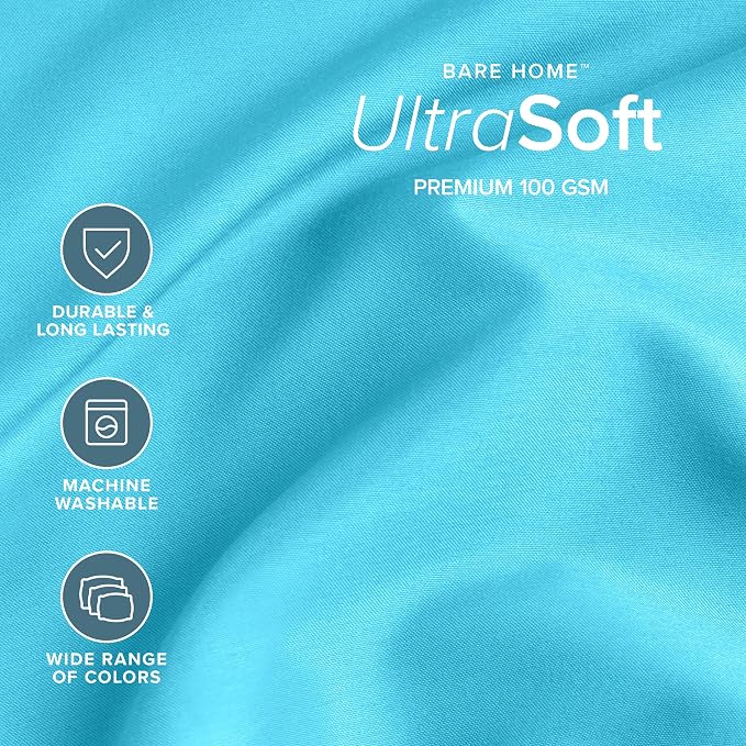 Bare Home Split Head Flex King Sheet Set - 1800 Ultra-Soft Microfiber Bed Sheets - Double Brushed - Deep Pockets - Easy Fit - 4 Piece Set - Bedding Sheets & Pillowcases (Aqua)