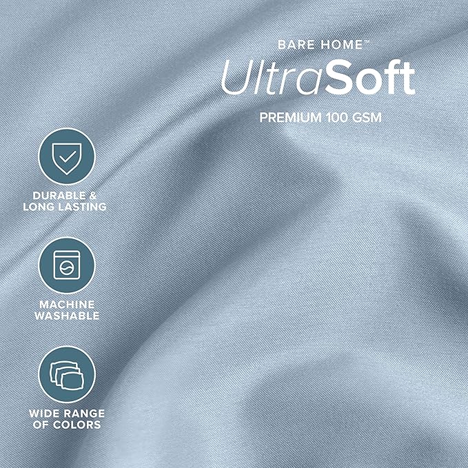 Bare Home California King Sheet Set - 1800 Ultra-Soft Microfiber Cal King Bed Sheets - Double Brushed - Deep Pockets - Easy Fit - 4 Piece Set - Bed Sheets (California King, Dusty Blue)