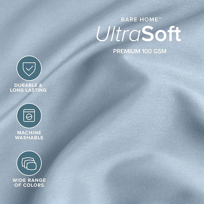 Bare Home Full Sheet Set - 1800 Ultra-Soft Microfiber Full Bed Sheets - Double Brushed - Deep Pockets - Easy Fit - 4 Piece Set - Bedding Sheets & Pillowcases (Full, Dusty Blue)