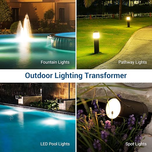 DEWENWILS 200W Low Voltage Landscape Transformer, Pool Light Transformer 120V to 12V/13V/14V AC, Swimming Lighting, Spa & Fountain Lights, Outdoor Use, Waterproof