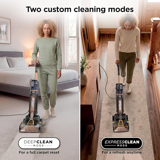Shark CarpetForce Ultra Upright Carpet Cleaner with HairPro, PowerFins Brushroll, Two Cleaning Modes, Deep Clean Ultra Solution, Powerful Stain and Odor Removal, Copper, EX551